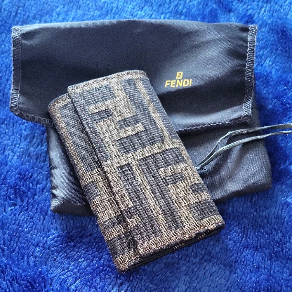 FENDI Zucca Black and Brown Key Holder Never Used NWOT